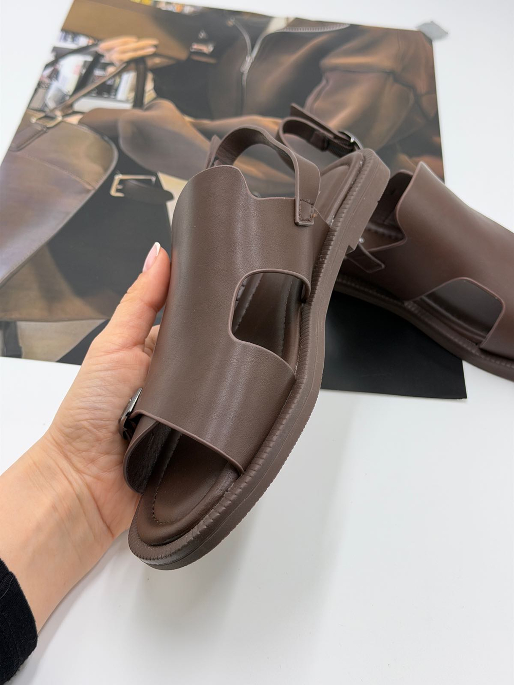 Босоножки женские натуральная кожа арт. PEAG 126-5 цвет "коричневый"