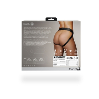 Трусики с вибропулей OUCH! Vibrating Strap-On Panty Harness With Open Back- M/L