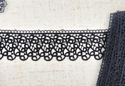 Кружево плетеное, ш. 7 см, чёрный