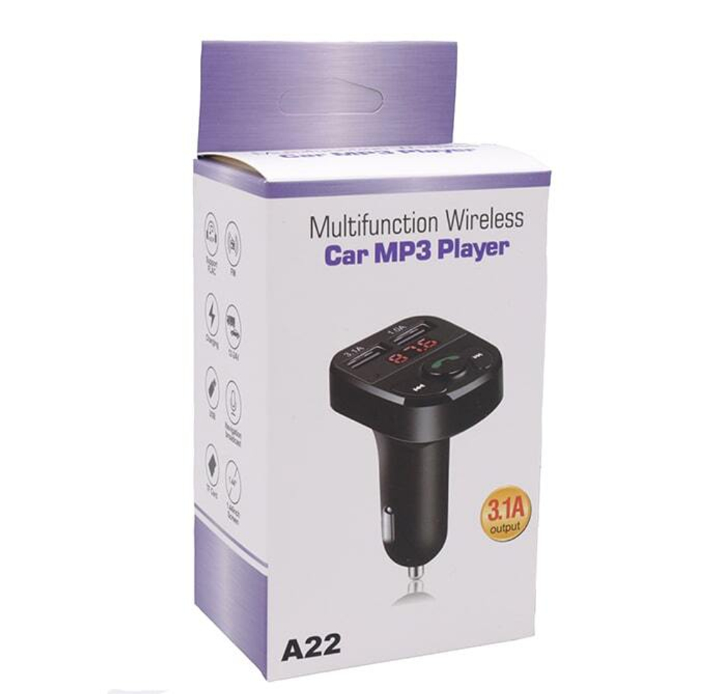 Автомобильный FM-трансмиттер A22 Bluetooth (черный)