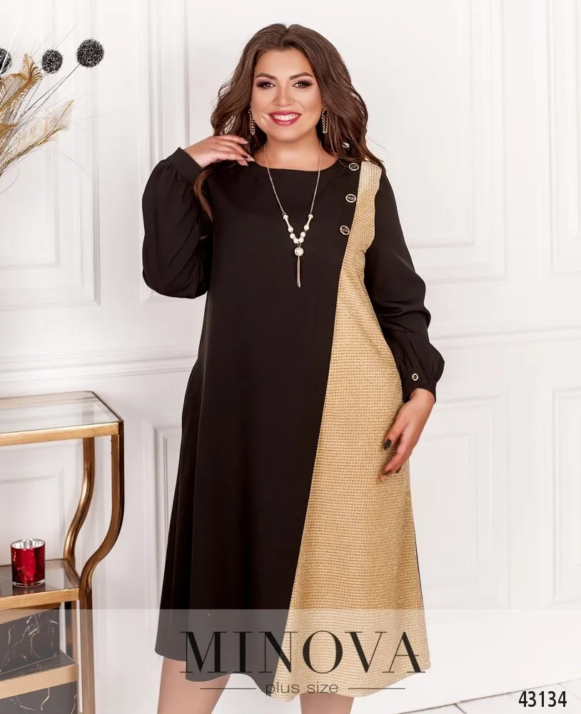 Платье 2002Б-черный-золото Minova