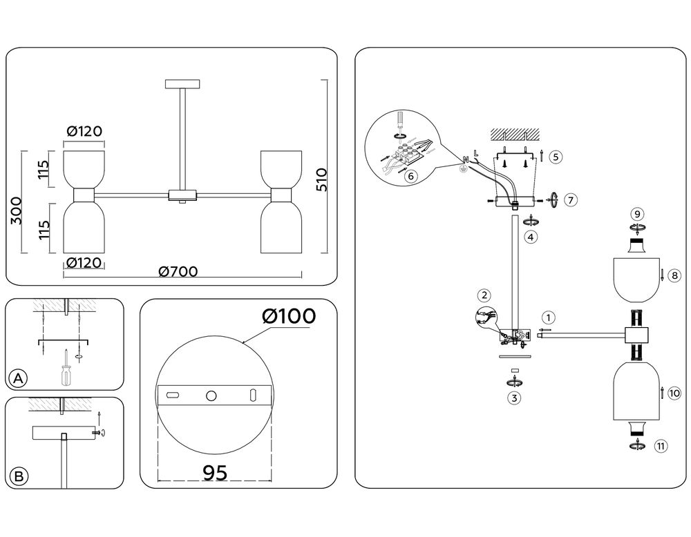 Ambrella Люстра на штанге Modern LH56083