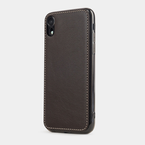 Чехол-накладка для iPhone XR из натуральной кожи теленка, темно-коричневого цвета