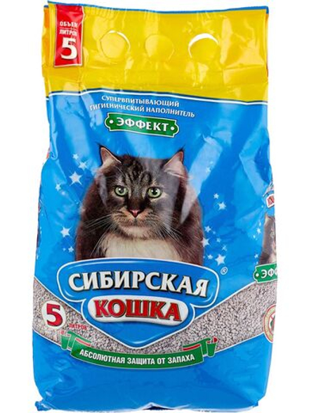 СИБИРСКАЯ КОШКА Наполнитель впитывающий Эффект 5 л