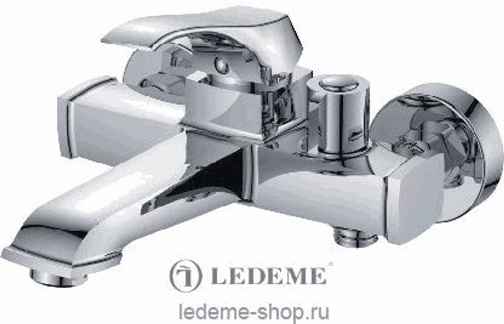 смеситель ванна LEDEME картридж д.35мм, короткий излив, шаровый переключатель душа L3242
