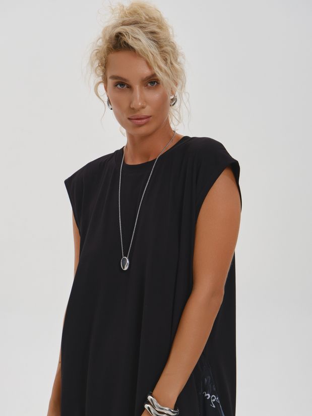 Платье с воланами буквы, черный