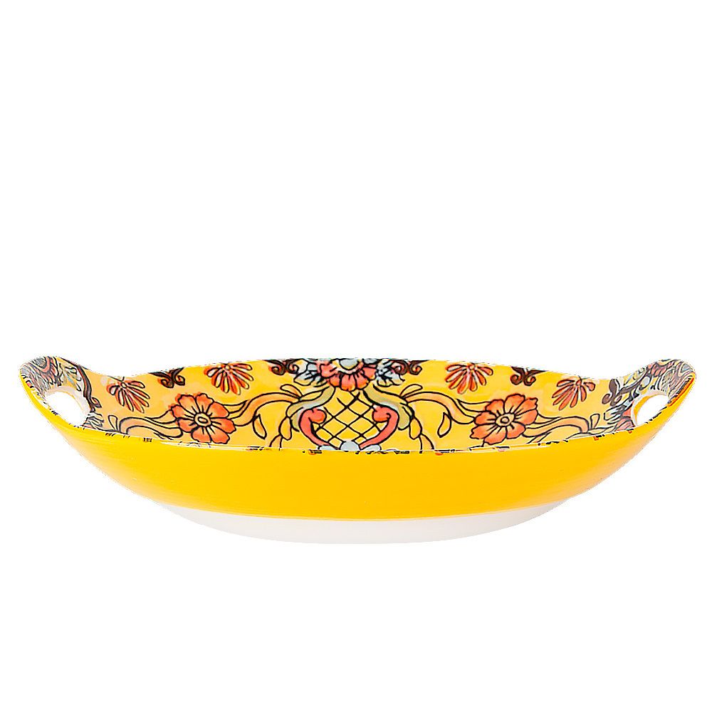 Блюдо с ручками "Arabesque" (желтый) 23,5*20*4см. (min9) (транспортная упаковка)