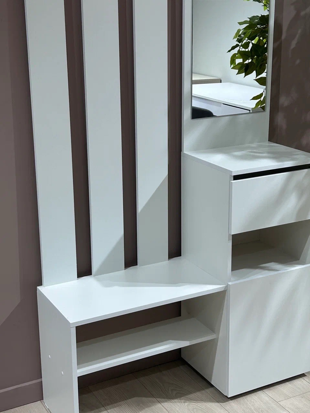 Вешалка с зеркалом «Денвер» Белая