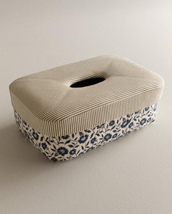 ZARA HOME ПОДСТАВКА ДЛЯ САЛФЕТОК С ЦВЕТОЧНЫМ ПРИНТОМ, СИНИЙ