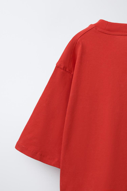 ZARA ФУТБОЛКА С НАДПИСЬЮ, КРАСНЫЙ