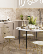 Стул обеденный Eiffel золотой с белой подушкой