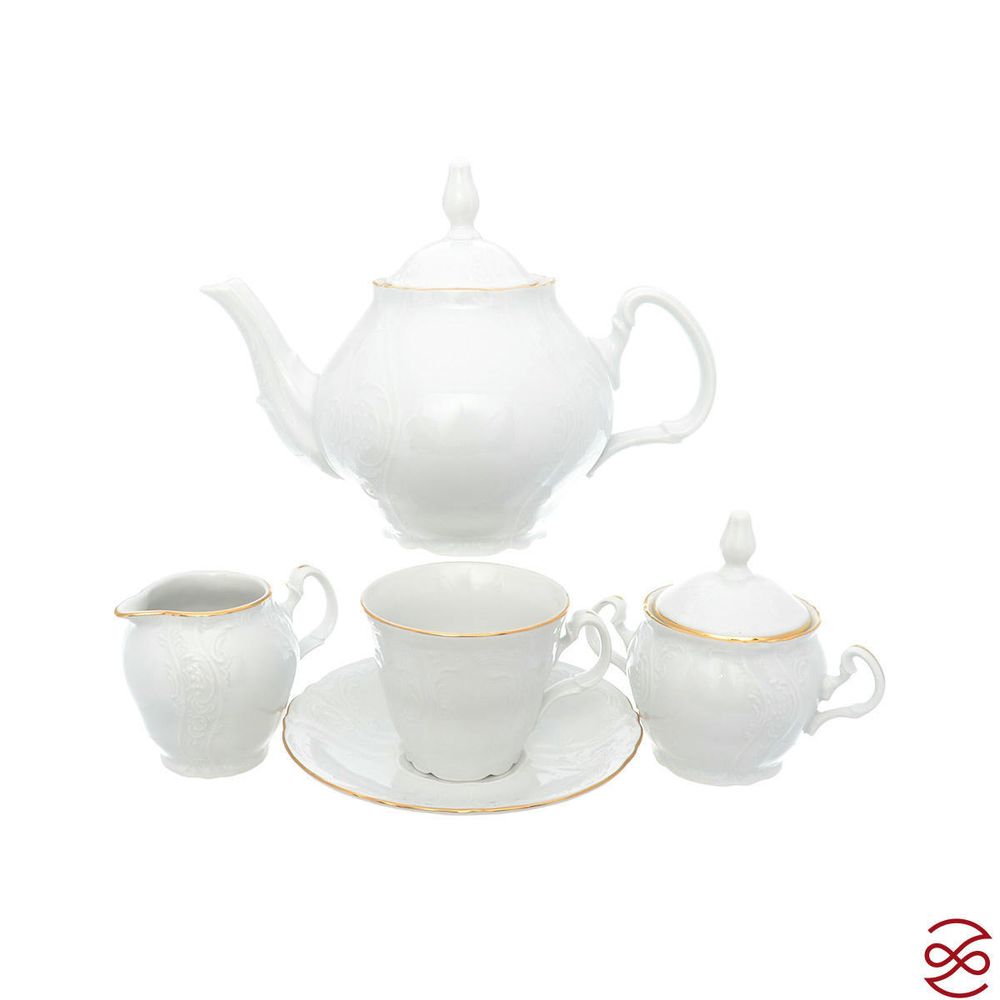 Чайный сервиз на 6 персон Bernadotte Белый узор 17 предметов