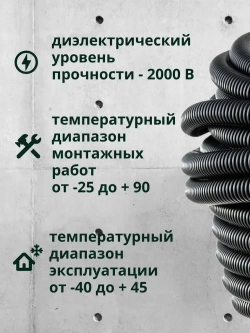 Труба гофрированная ПНД 20 мм гибкая легкая с зондом легкая 25 метров с протяжкой для прокладки кабеля и электропроводки