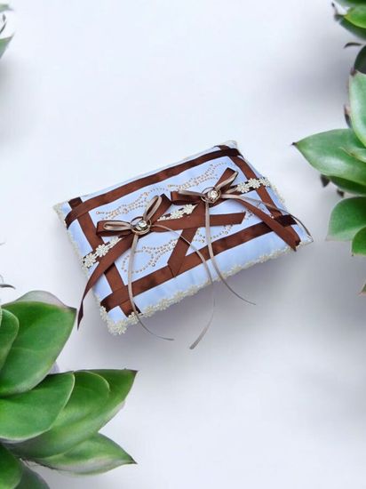 Подушечка для колец белая шоколадная. Размер: 14х19.5см