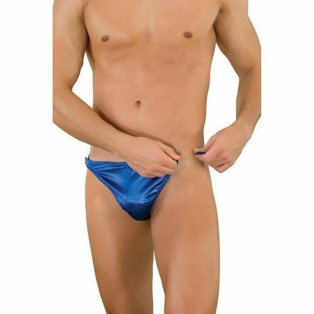 Трусы мужские тонги синие на застежке La Blinque LB15067