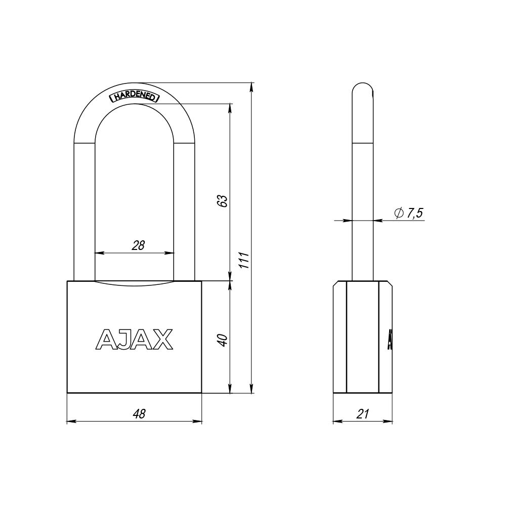 Замок навесной с мастер-системой PD-0150-L MS Ajax