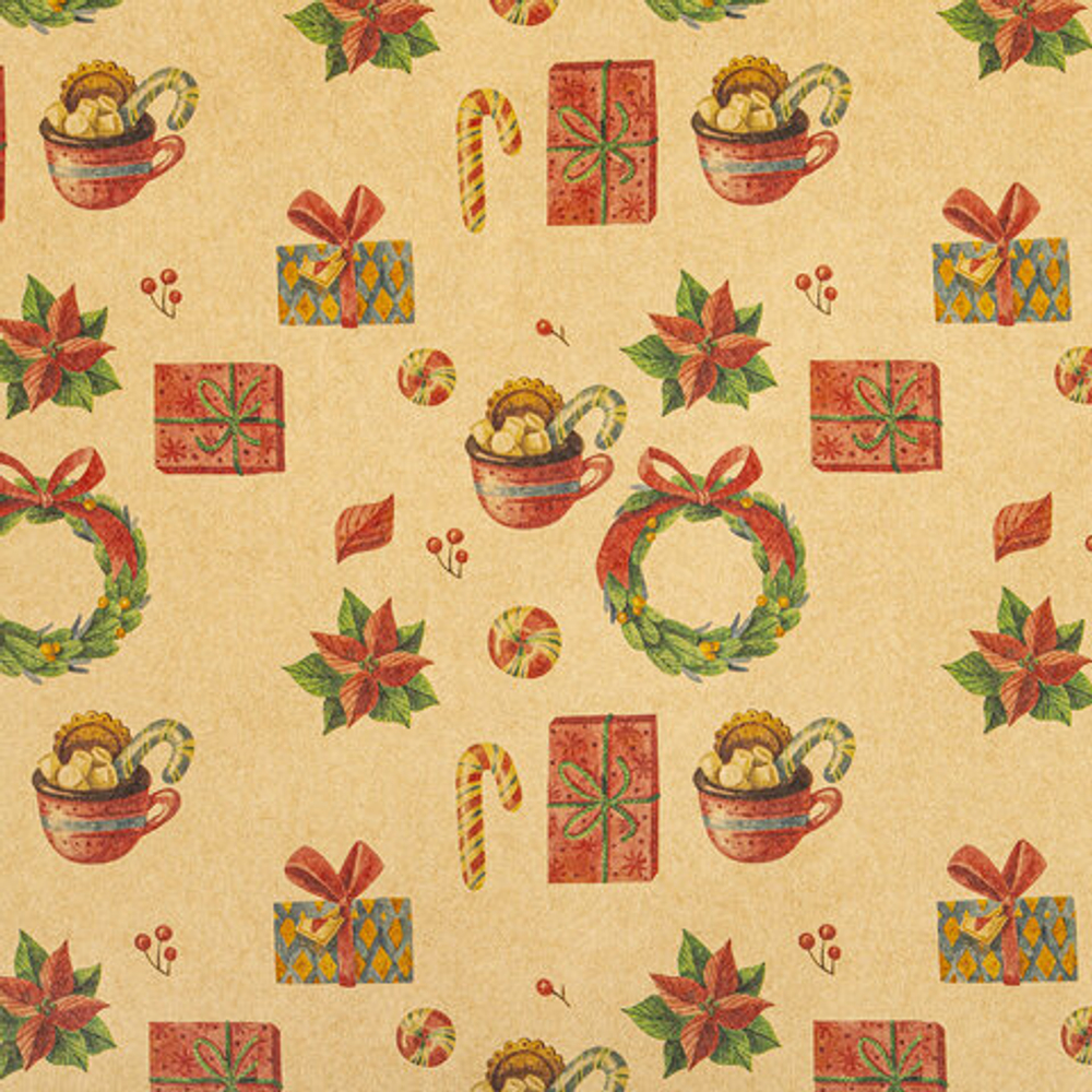 Бумага упаковочная НГ Christmas Kraft 70*100см, ассорти 1шт