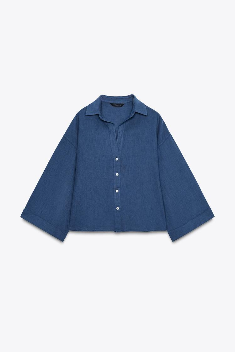 ZARA РУБАШКА ИЗ ЛЬНЯНОЙ ТКАНИ — ZW COLLECTION, ИНДИГО