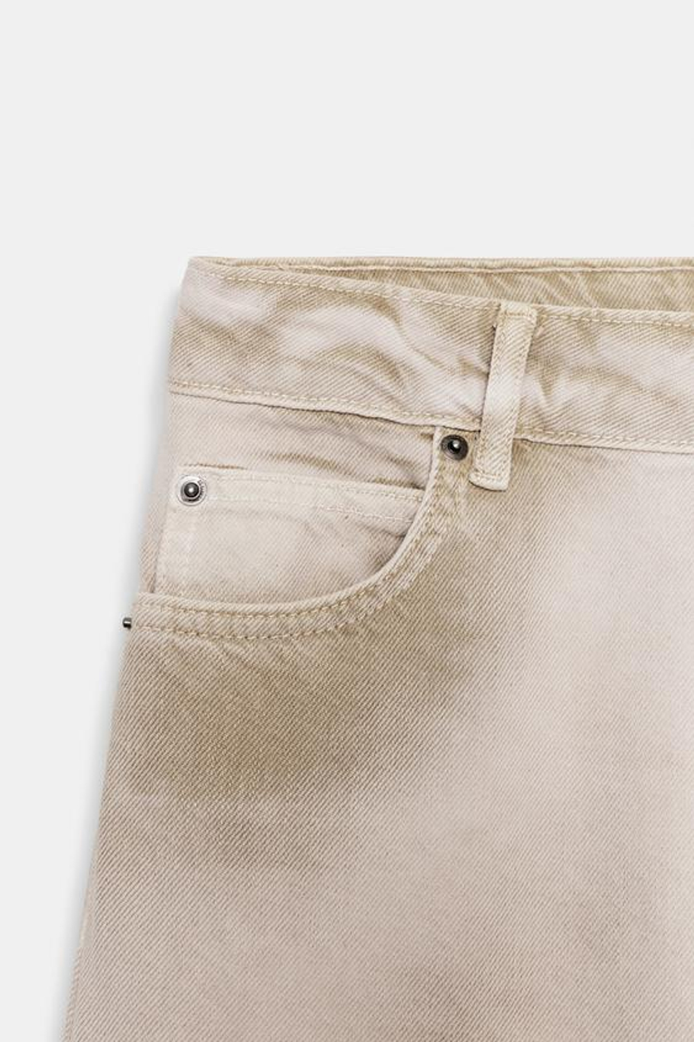 ZARA ДЖИНСЫ ZW COLLECTION С ЭФФЕКТОМ ПОТЕРТОСТИ И ВЫСОКОЙ ПОСАДКОЙ, ПЕСОЧНЫЙ