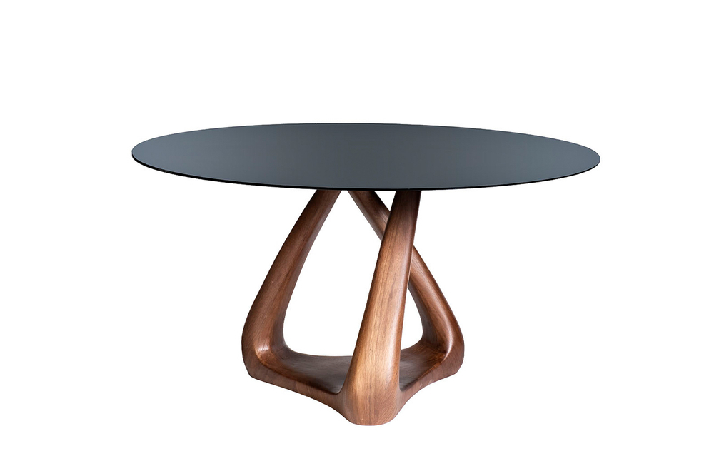 Стол обеденный со стеклом круглый Garda Decor 77IP-DT643