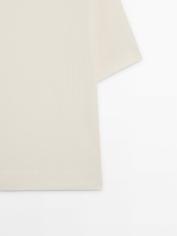 Massimo Dutti Хлопковая футболка, натуральный, кремовый