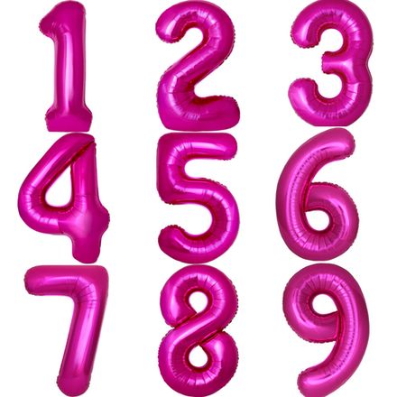 Цифры 102 см "Ярко-розовая фуксия металлик" слим (slim)
