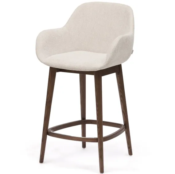 Полубарный стул Konna 65 см бежевый с ножками из темного ясеня