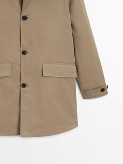Massimo Dutti Легкий тренч из смесового хлопка, бежевый