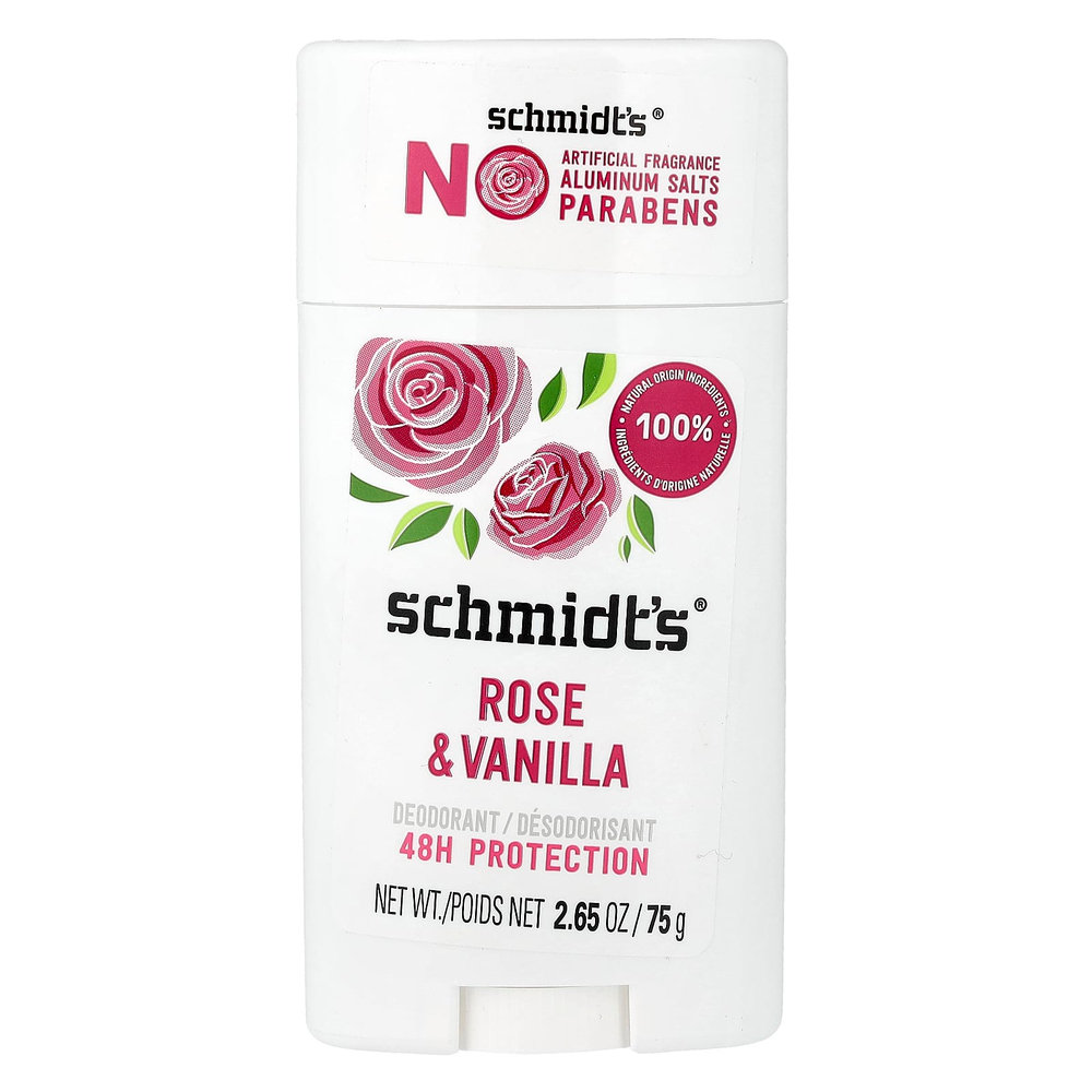 Schmidt's, дезодорант, роза и ваниль, 75 г (2,65 унции)