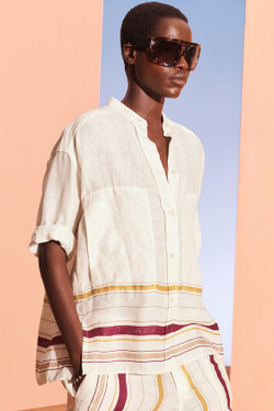 ZARA БРЮКИ СО СРЕДНЕЙ ТАЛИЕЙ ИЗ 100% ЛЬНА, БЕЛЫЙ / КРАСНЫЙ