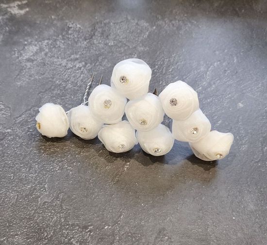 Набор шпилек "Розы" органза, 10 шт, белый