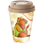 Стакан с крышкой 420мл с декором с клапаном Капибары, Бежевый