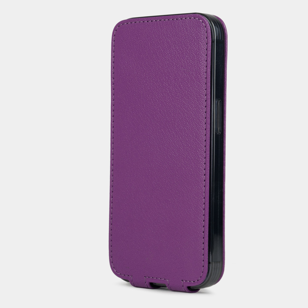 Чехол для iPhone 14 Pro из кожи козы, фиалкового цвета
