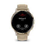 Часы Garmin Venu 3s "французский серый" с золотистым безелем и кожаным ремешком, 010-02785-55