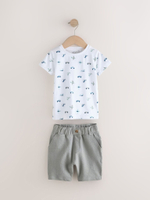 Футболка и шорты в комплекте для мальчика Next E63-605, Белый, Серый