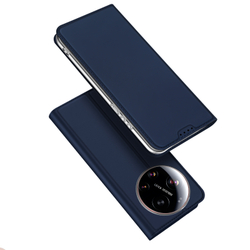 Чехол книжка синего цвета из кожи для Xiaomi 17 Ultra, серия Skin Pro Series от Dux Ducis