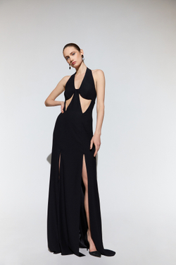 Платье макси из крепа с вырезами