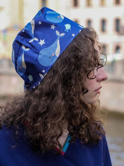 Шапочка медицинская, принт "Кит", синий