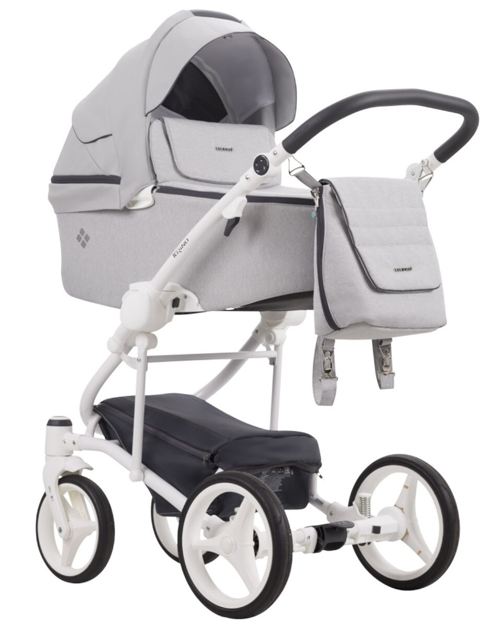 Детская коляска Bebetto Torino 2 в 1 05 св.серый+св.серая кожа белая рама