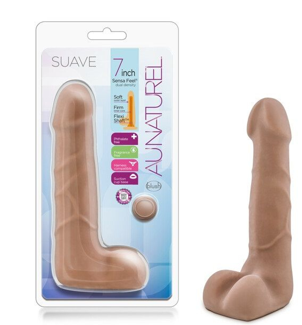 Кофейный фаллоимитатор с мошонкой Suave - 17,78 см. (Цвет: кофейный)