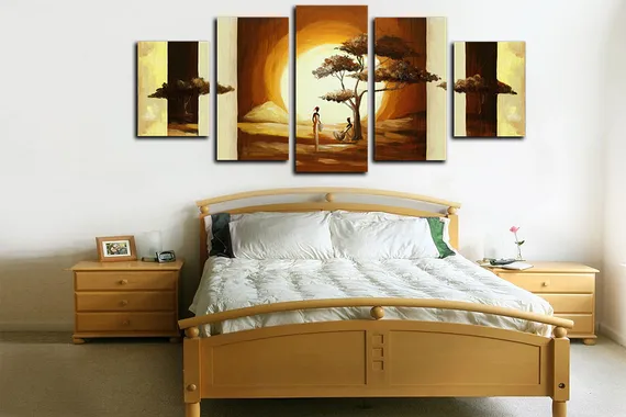 Модульная картина "Дерево на закате"