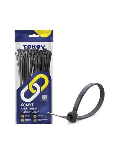 Хомут кабельный нейлоновый черн. 2.5х150 (уп.100шт) TOKOV ELECTRIC TKE-HNS-2.5-150-B/100