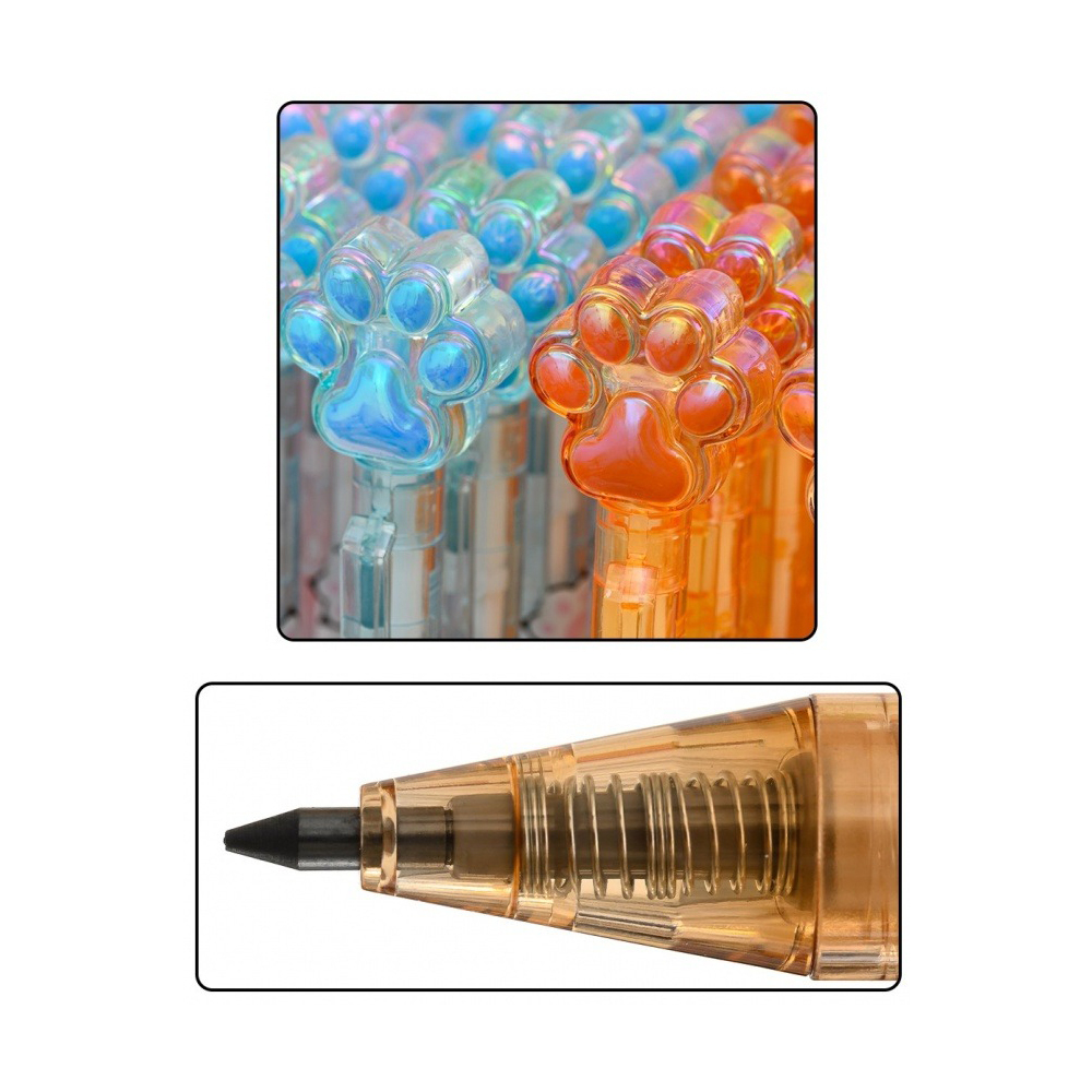 Карандаш вечный автоматический, чернографитный, MC-Basir, 3 цвета корпуса, серия "Лапки", 36 шт