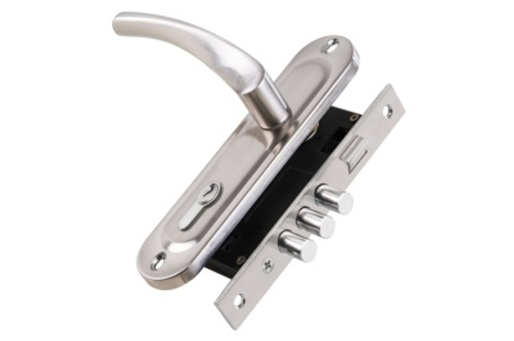 Замок врезной Никель матовый с ручкой KIT P15 4061/3 CRONA SN