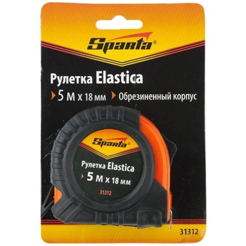 31312 Рулетка Elastica, 5 м х 18 мм, обрезиненный корпус