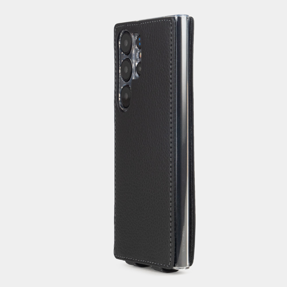 Чехол для Samsung Galaxy S24 Ultra из натуральной кожи теленка, черного цвета