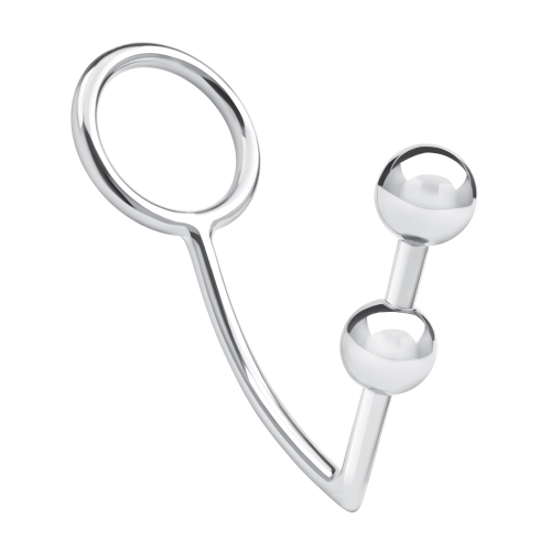Кольцо на пенис с анальным стимулятором Two Bead Stainless Steel Anal Hook & Cock Ring
