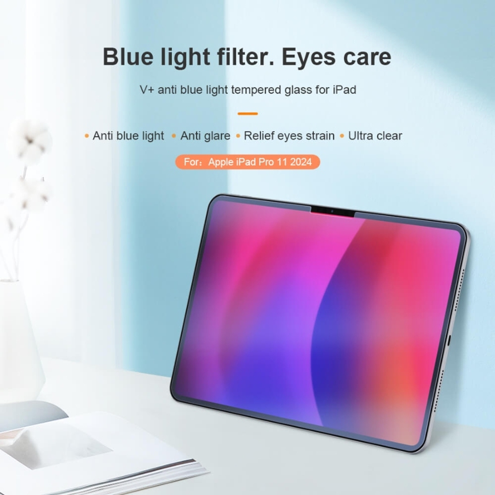 Защитное стекло с закругленными краями Nillkin V+ Anti Blue для для iPad Pro 11 2024