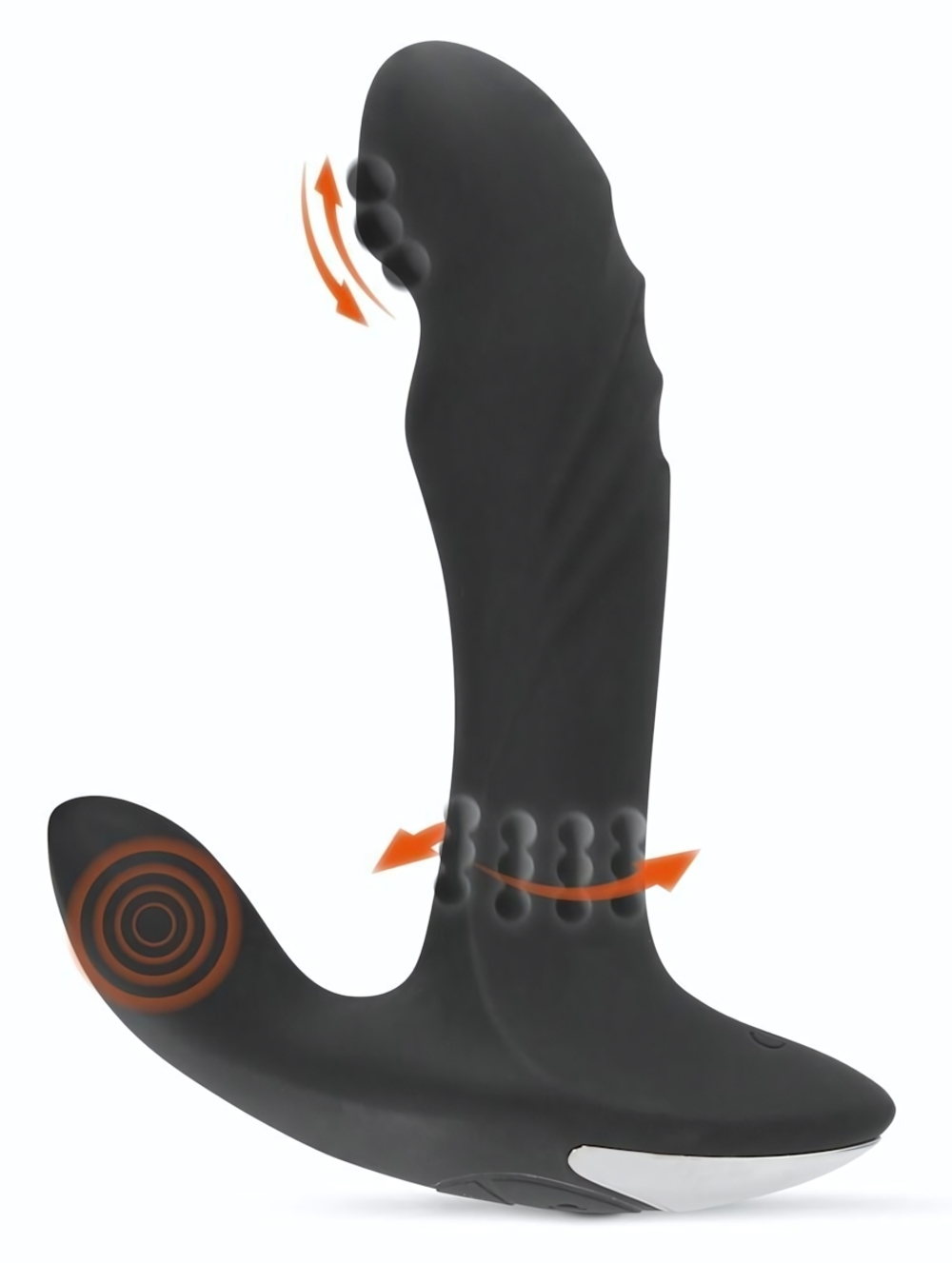 Черный вибромассажер простаты с функцией римминга Plug with Perineum Stimulator - 16,6 см. (Цвет: черный)