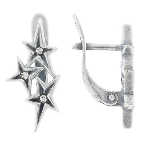 "Асцелла"  серьги в серебряном покрытии из коллекции "Звездочет" от Jenavi с английским замком